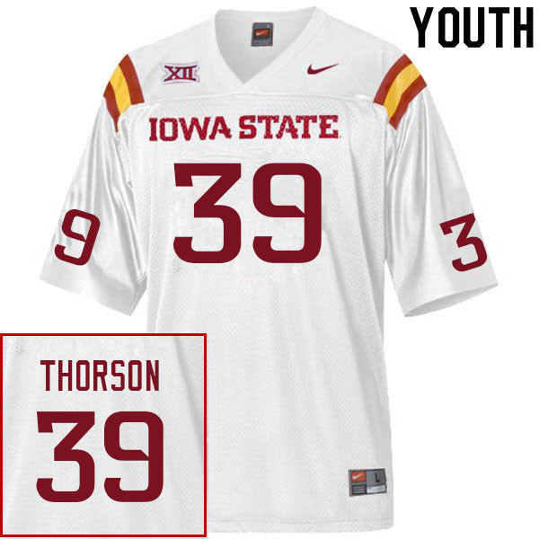 Iowa State Cyclones Youth #39 Asle Thorson Nike NCAA Authentic White College Stitched Football Jersey AZ42M88IB